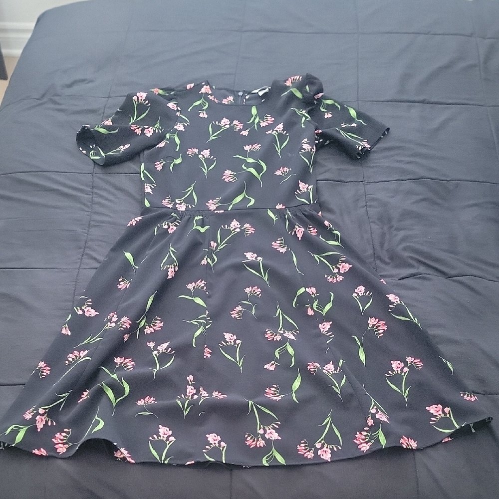 H&M Black Dress with Pink Floral Accents